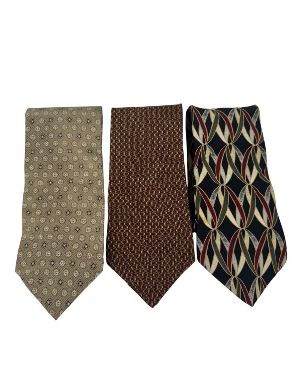 Bill Blass 100% Silk Lot of 3 Neck Tie Classic Office Business Brown Ivory Black